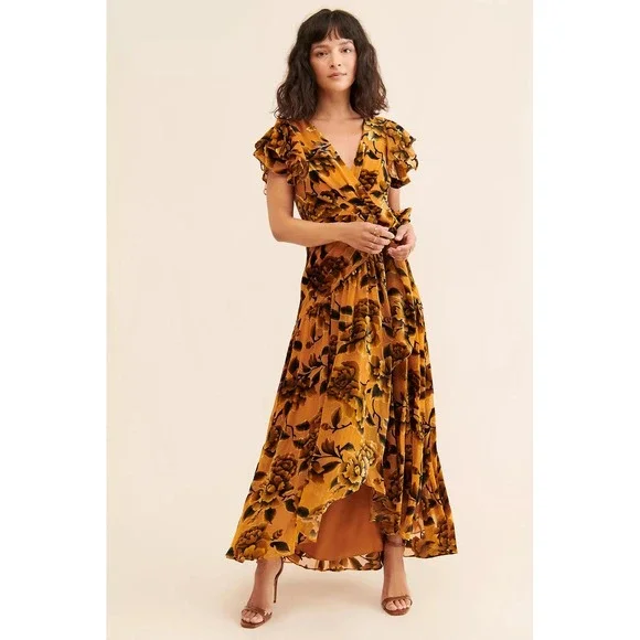 Anthropologie Hutch Zola velvet‎ maxi dress size XS - Picture 3 of 10